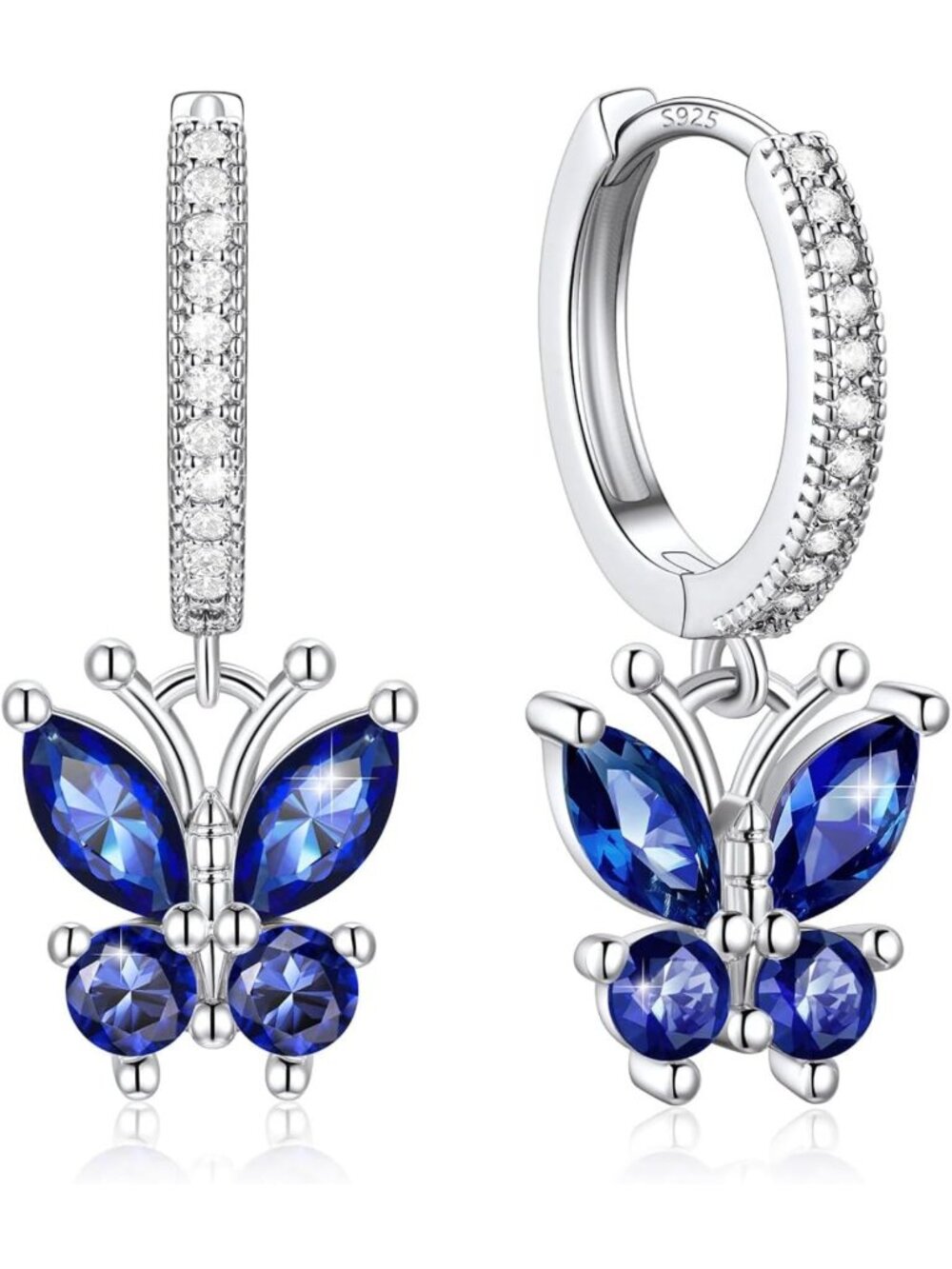 Chic Butterfly Huggie Hoop Earrings with Birthstone for Women - Stylish Jewelry